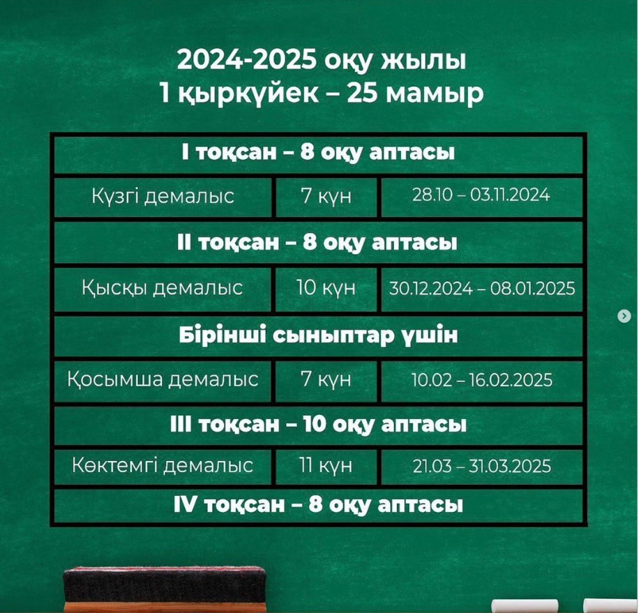 Қазақстандық оқушылардың оқу және демалыс уақыты белгіленді