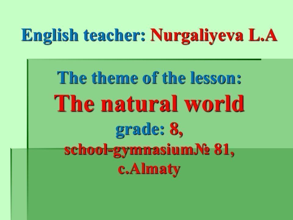"Мектеп мұғалімдерін қашықтықтан қолдау" жобасы. Ағылшын тілі. Нургалиева Л.А.Өрлеу