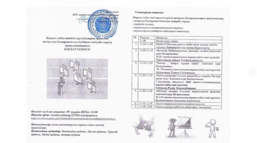 Авторлық бағдарлама негізінде тәжірибе тарату трансляциясы