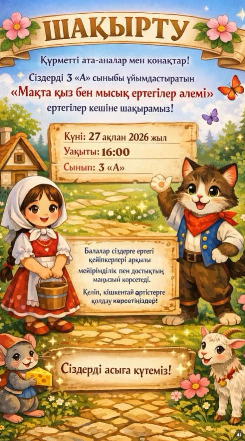 "Ертегілер елінде". Қойылымға шақыру
